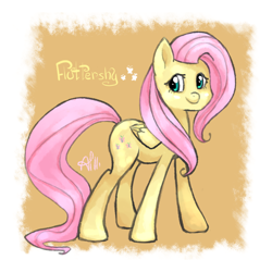 Size: 1100x1100 | Tagged: safe, artist:ange4l, fluttershy, pegasus, pony, female, mare, pink mane, solo, yellow coat