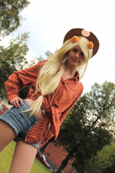 Size: 2056x3088 | Tagged: safe, artist:sewingintherain, applejack, human, cosplay, irl, irl human, midriff, photo, solo