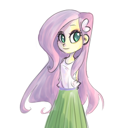 Size: 1000x1000 | Tagged: safe, artist:ange4l, fluttershy, equestria girls, breasts, clothes, delicious flat chest, flattershy, skinny, skirt, solo, tanktop