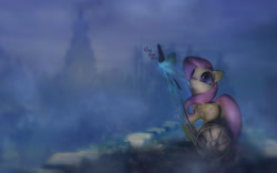 Size: 1280x800 | Tagged: safe, artist:alisterosenheim, fluttershy, pegasus, pony, dark souls, moonlight butterfly, sculpture, solo