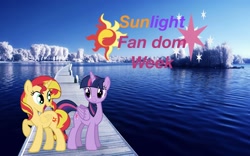 Size: 2048x1274 | Tagged: safe, editor:php77, sunset shimmer, twilight sparkle, twilight sparkle (alicorn), alicorn, pony, female, lesbian, shipping, sunsetsparkle