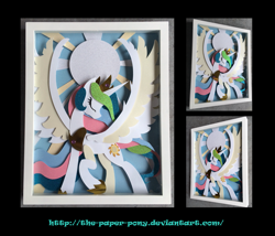 Size: 1325x1132 | Tagged: safe, artist:the-paper-pony, princess celestia, commission, craft, irl, photo, shadowbox, solo