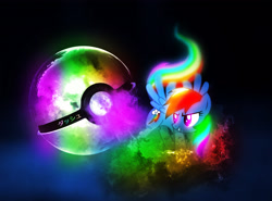 Size: 3898x2884 | Tagged: safe, artist:wazzy88, derpibooru import, rainbow dash, pegasus, pony, crossover, pokéball, pokémon, solo