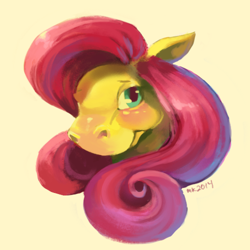 Size: 500x500 | Tagged: safe, artist:lemon-limerence, fluttershy, pegasus, pony, female, mare, pink mane, solo, yellow coat