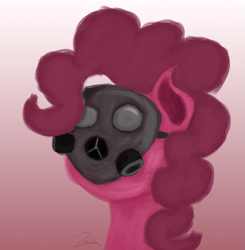 Size: 1405x1431 | Tagged: safe, artist:zeeponi, pinkie pie, earth pony, pony, 30 minute art challenge, gas mask, solo