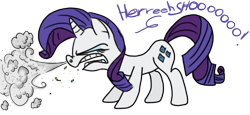 Size: 9773x4493 | Tagged: safe, artist:rainysunshine, rarity, pony, unicorn, absurd resolution, ass up, color, female, mucus, simple background, sneeze cloud, sneezing, spray, transparent background