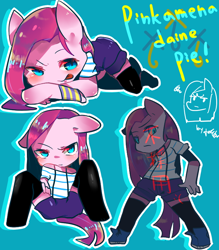 Size: 700x800 | Tagged: safe, artist:shaochi, pinkie pie, anthro, ambiguous facial structure, misspelling, pinkamena diane pie, pixiv, solo