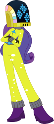 Size: 681x1555 | Tagged: safe, artist:sketchmcreations, rarity, equestria girls, rainbow rocks, clothes, costume, crossed arms, daft punk, daft rarity, helmet, inkscape, long hair, reference, simple background, solo, transparent background, vector