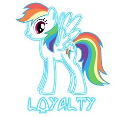 Size: 1740x1652 | Tagged: safe, artist:zantyarz, derpibooru import, rainbow dash, pegasus, pony, pony creator, neon, solo, text