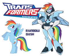 Size: 3300x2550 | Tagged: safe, artist:inspectornills, derpibooru import, rainbow dash, pegasus, pony, robot, backwards cutie mark, crossover, high res, rainbot dash, solo, transformares, transformers, transformers animated