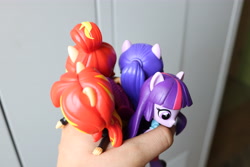 Size: 6000x4000 | Tagged: safe, artist:artofmagicpoland, sci-twi, sunset shimmer, twilight sparkle, twilight sparkle (alicorn), alicorn, human, equestria girls, doll, duality, equestria girls minis, eqventures of the minis, holding, irl, irl human, photo, symbolism, toy