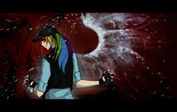 Size: 1024x651 | Tagged: safe, artist:larest, derpibooru import, rainbow dash, human, graffiti, humanized, solo