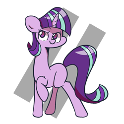 Size: 1280x1280 | Tagged: safe, artist:turtlefarminguy, starlight glimmer, pony, equal sign, long neck, missing cutie mark, raised leg, smiling, smirk