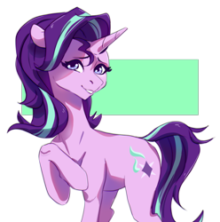 Size: 938x944 | Tagged: safe, artist:komandorpush, starlight glimmer, pony, unicorn, female, looking at you, mare, raised hoof, smiling, solo