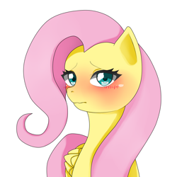 Size: 1420x1420 | Tagged: safe, artist:cl, fluttershy, pegasus, pony, blushing, looking at you, pixiv, solo