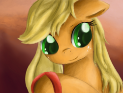 Size: 2100x1575 | Tagged: safe, artist:ardail, applejack, earth pony, pony, brush, brushing, bust, loose hair, portrait, solo