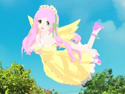 Size: 2000x1500 | Tagged: safe, artist:yamisweet, fluttershy, human, 3d, humanized, mmd, sky, solo