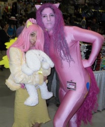 Size: 543x655 | Tagged: safe, artist:xblissfulnightmarex, fluttershy, pinkie pie, human, cosplay, irl, irl human, photo