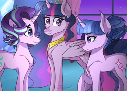 Size: 1024x732 | Tagged: safe, artist:misskitkat2002, starlight glimmer, twilight sparkle, twilight sparkle (alicorn), oc, oc:shadow light, alicorn, pony, unicorn, female, mare