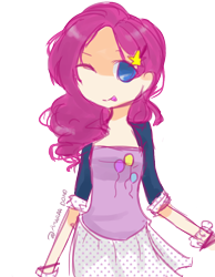 Size: 700x900 | Tagged: safe, artist:amaraadono, pinkie pie, human, humanized, pixiv, solo