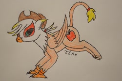 Size: 1024x683 | Tagged: safe, artist:tek314, applejack, griffon, griffonized, solo, species swap