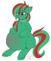 Size: 765x900 | Tagged: safe, artist:lulubell, oc, oc only, oc:sony, belly, big belly, jewelry, necklace, pregnant, simple background, solo, transparent background