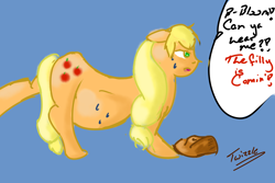 Size: 3000x2000 | Tagged: safe, artist:twizzle, applejack, earth pony, pony, labor, pregnant, solo, sweat