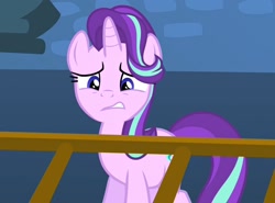 Size: 1459x1080 | Tagged: safe, screencap, starlight glimmer, pony, unicorn, a hearth's warming tail, cringing, solo, yikes