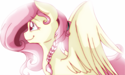 Size: 1950x1176 | Tagged: safe, artist:strangiesleepy, fluttershy, pegasus, pony, alternate hairstyle, female, mare, solo