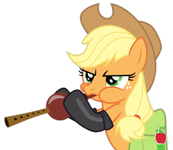 Size: 6921x6000 | Tagged: safe, artist:masem, applejack, earth pony, pony, somepony to watch over me, .svg available, absurd resolution, bipedal, female, fireproof boots, flute, frown, glare, hoof hold, mare, music notes, musical instrument, puffy cheeks, saddle bag, simple background, snake charmin' flute, solo, transparent background, vector