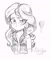 Size: 2300x2700 | Tagged: safe, artist:katakiuchi4u, sunset shimmer, equestria girls, clothes, female, leather vest, looking at you, shirt, solo, vest