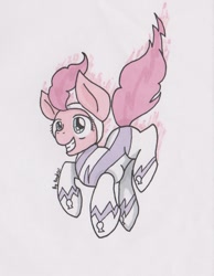 Size: 1024x1321 | Tagged: safe, artist:pprinceran, fili-second, pinkie pie, earth pony, pony, power ponies (episode), clothes, costume, power ponies, solo, traditional art