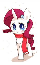 Size: 800x1300 | Tagged: safe, artist:joycall6, rarity, pony, unicorn, clothes, scarf, solo, style comparison