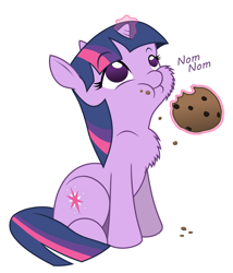 Size: 6000x7000 | Tagged: source needed, safe, artist:bri-sta, derpibooru import, twilight sparkle, unicorn twilight, pony, unicorn, absurd resolution, chest fluff, colored, cookie, cute, eating, female, filly, magic, mare, messy eating, nom, simple background, solo, twiabetes, white background