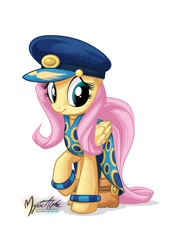 Size: 724x1023 | Tagged: safe, artist:mysticalpha, fluttershy, pegasus, pony, admiral fairy flight, ancient wonderbolts uniform, clothes, costume, solo