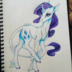 Size: 640x640 | Tagged: safe, artist:paigyboo300, rarity, classical unicorn, pony, unicorn, leonine tail, solo, traditional art