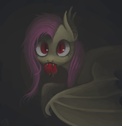 Size: 525x543 | Tagged: safe, artist:maneribbons, fluttershy, apple, flutterbat, solo