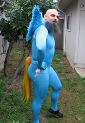 Size: 600x868 | Tagged: safe, derpibooru import, rainbow dash, human, badass, beard, brony, cosplay, friendship is manly, human exhibitionism, irl, irl human, my little pony, photo, photography, real, wat, why