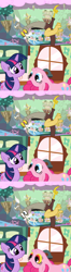 Size: 500x1908 | Tagged: safe, derpibooru import, discord, pinkie pie, twilight sparkle, earth pony, pony, chaos, eye swap