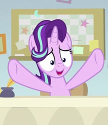 Size: 371x430 | Tagged: safe, screencap, starlight glimmer, pony, marks for effort, cropped, raised hoof, solo