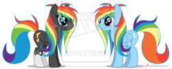 Size: 600x241 | Tagged: dead source, safe, artist:lisajennifer, derpibooru import, rainbow dash, oc, oc:rainbow star, pegasus, pony, alternate hairstyle, deviantart watermark, obtrusive watermark, simple background, transparent background, vector, watermark