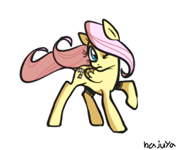 Size: 330x278 | Tagged: safe, artist:hajuya, fluttershy, pegasus, pony, female, mare, simple background, solo