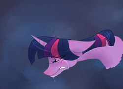 Size: 1024x747 | Tagged: safe, artist:sigmanas, derpibooru import, twilight sparkle, blubbing, bust, crying, head, night, portrait, solo, weeping, wip