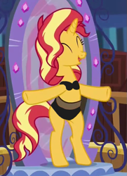 Size: 487x671 | Tagged: safe, edit, edited screencap, screencap, sunset shimmer, better together, equestria girls, forgotten friendship, bipedal, bra, clothes, cropped, panties, solo, underwear, underwear edit, we don't normally wear clothes