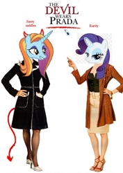 Size: 708x1000 | Tagged: safe, rarity, sassy saddles, pony, unicorn, canterlot boutique, 1000 hours in ms paint, crossover, film, meme, ms paint, parody, the devil wears prada