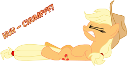 Size: 4924x2563 | Tagged: safe, artist:masterxtreme, applejack, earth pony, pony, fetish, on back, simple background, sneezing, sneezing fetish, solo, spray