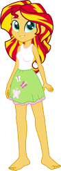 Size: 886x2500 | Tagged: safe, artist:salemcat, edit, editor:slayerbvc, sunset shimmer, butterfly, equestria girls, barefoot, clothes, clothes swap, feet, female, simple background, skirt, solo, tanktop, transparent background, vector, vector edit