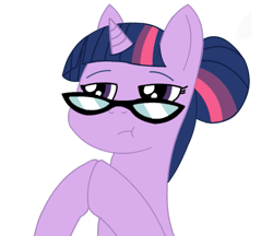 Size: 961x832 | Tagged: safe, artist:the-electric-squid, derpibooru import, twilight sparkle, alternate hairstyle, glasses, hair bun, solo, therapist, twilight's professional glasses