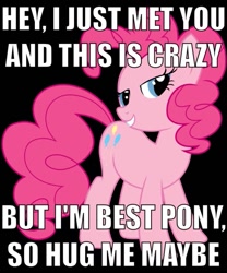 Size: 639x768 | Tagged: safe, pinkie pie, earth pony, pony, call me maybe, female, image macro, mare, meme, pink coat, pink mane