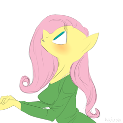 Size: 512x512 | Tagged: safe, artist:hajuya, fluttershy, anthro, simple background, solo